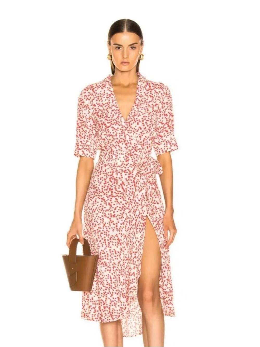 Ganni Cream Maxi Wrap Dress Lily of the Valley print 36/4